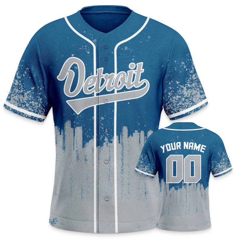 Custom 3D Graffiti Light Blue Gray-White Authentic Baseball Silhouette Jersey