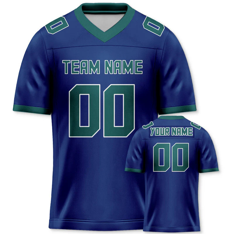Custom Royal Kelly Green Mesh Authentic Football Jersey