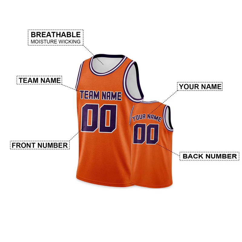 Custom Orange Purple-White Round Neck Rib-Knit Basketball Jersey