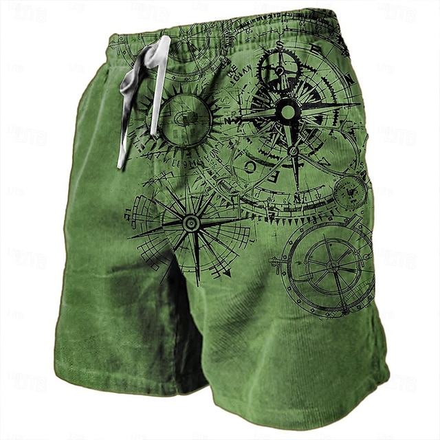 Casual 3D Print Terry Shorts with Drawstring Elastic Waist - Breathable and Soft Beach and Streetwear Short Pants for Summer