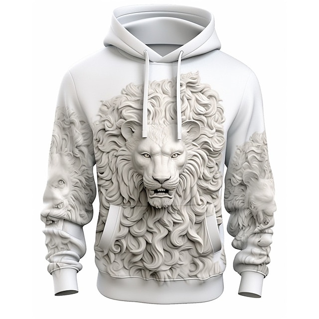 Graphic 3D Print Animal Hoodie – Casual Long Sleeve Sweatshirt for Sports, Outdoor, and Vacation
