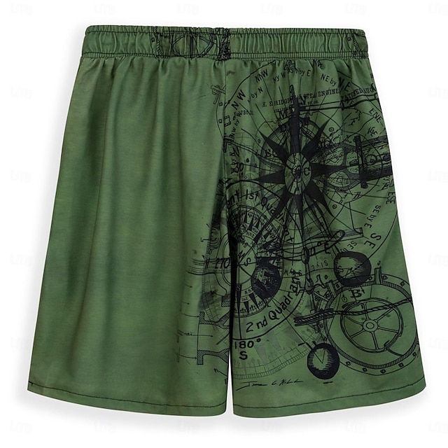 Casual 3D Print Terry Shorts with Drawstring Elastic Waist - Breathable and Soft Beach and Streetwear Short Pants for Summer