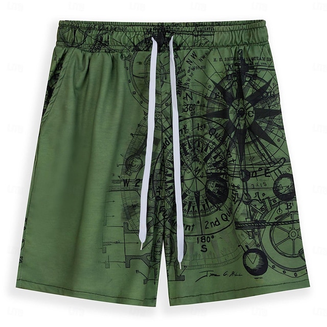 Casual 3D Print Terry Shorts with Drawstring Elastic Waist - Breathable and Soft Beach and Streetwear Short Pants for Summer